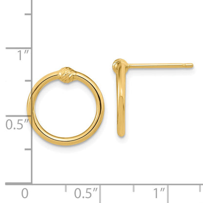 14K Gelbgold Poliert & Diamantiert Kreis Ohrstecker