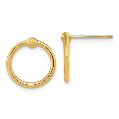 14K Gelbgold Poliert & Diamantiert Kreis Ohrstecker