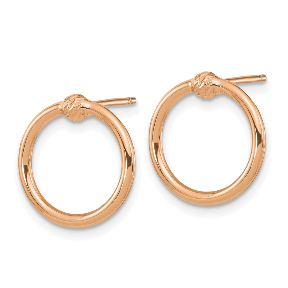 14K Roségold Poliert & Diamantiert Kreis Ohrstecker