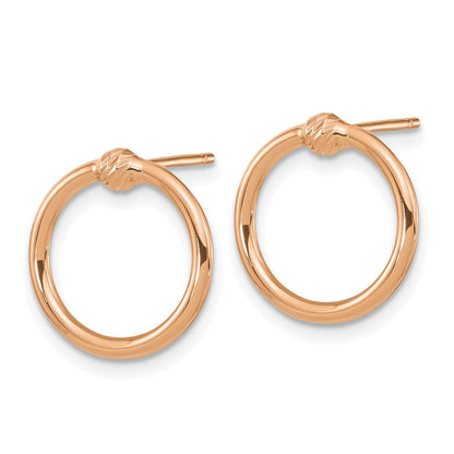 14K Roségold Poliert & Diamantiert Kreis Ohrstecker