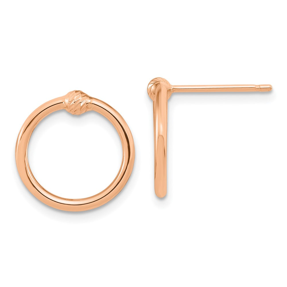 14K Roségold Poliert & Diamantiert Kreis Ohrstecker