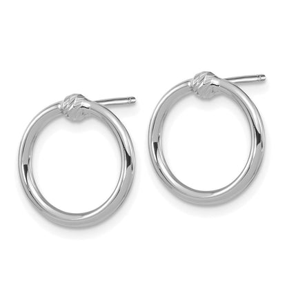 14K Weißgold Poliert & Diamantiert Kreis Ohrstecker