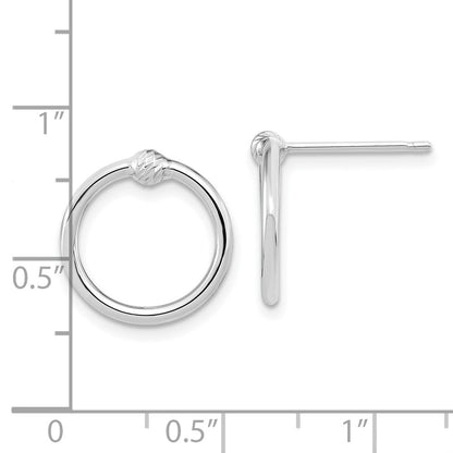 14K Weißgold Poliert & Diamantiert Kreis Ohrstecker
