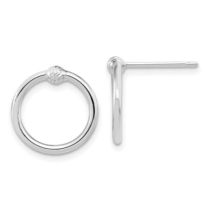 14K Weißgold Poliert & Diamantiert Kreis Ohrstecker