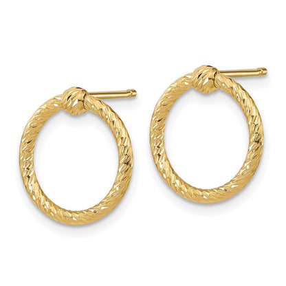 14K Gelbgold Poliert & Diamantiert Gedreht Kreis Ohrstecker