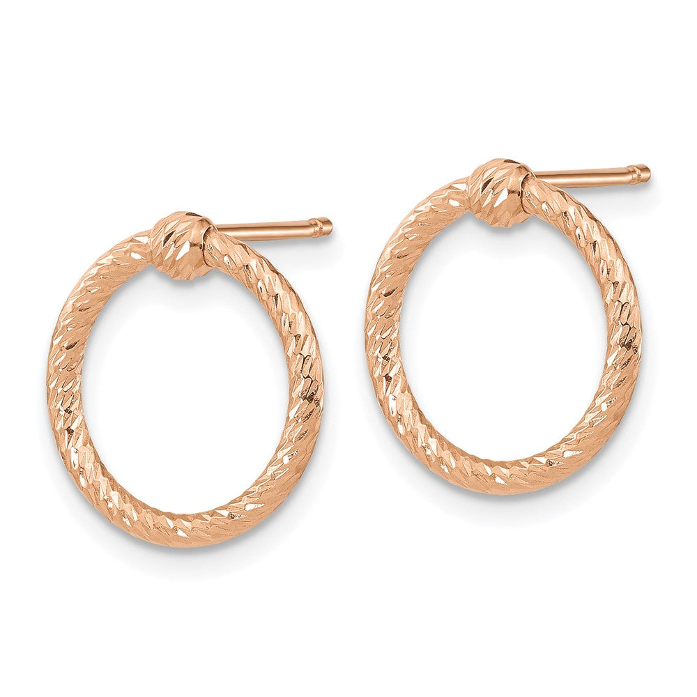 14K Roségold Poliert & Diamantiert Gedreht Kreis Ohrstecker