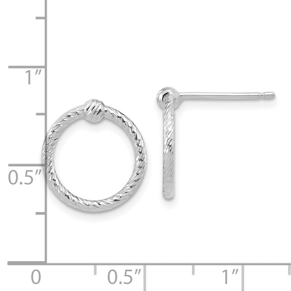 14K Weißgold Poliert & Diamantiert Gedreht Kreis Ohrstecker