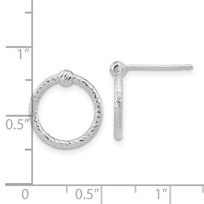 14K Weißgold Poliert & Diamantiert Gedreht Kreis Ohrstecker