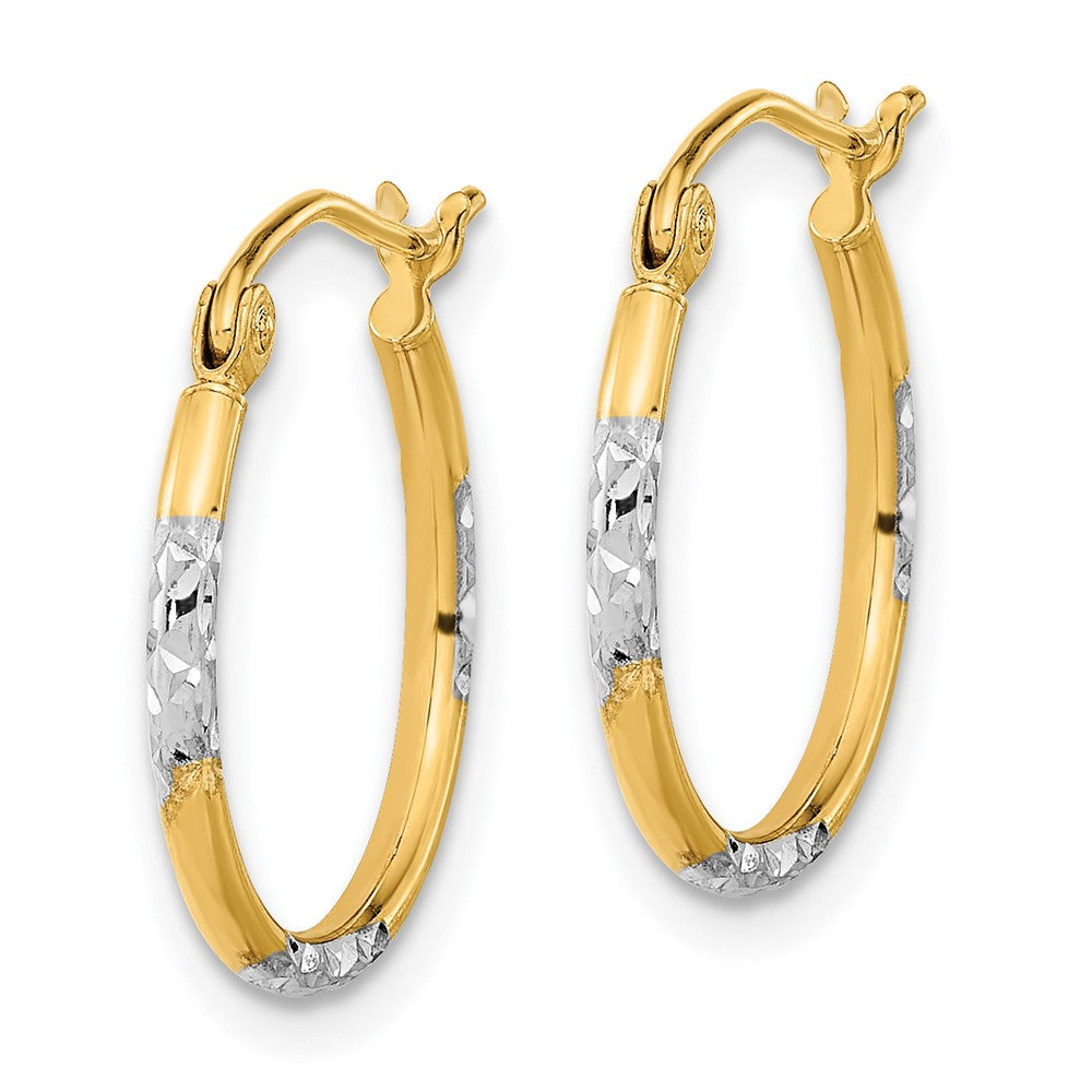 14K Gelb & Rhodium mit Weiß Diamantiert Creolen
