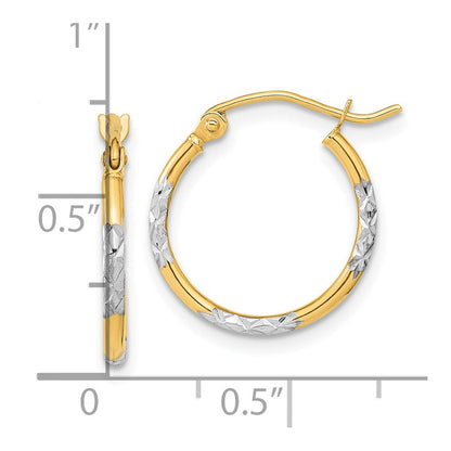 14K Gelb & Rhodium mit Weiß Diamantiert Creolen