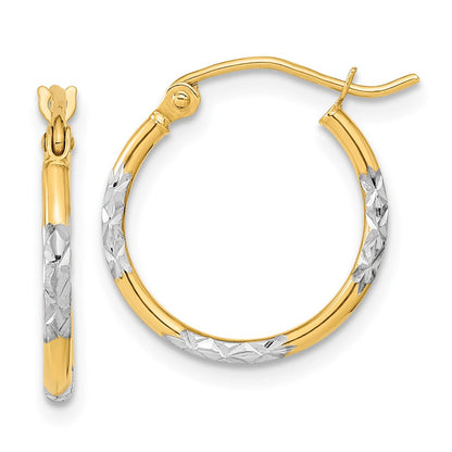 14K Gelb & Rhodium mit Weiß Diamantiert Creolen