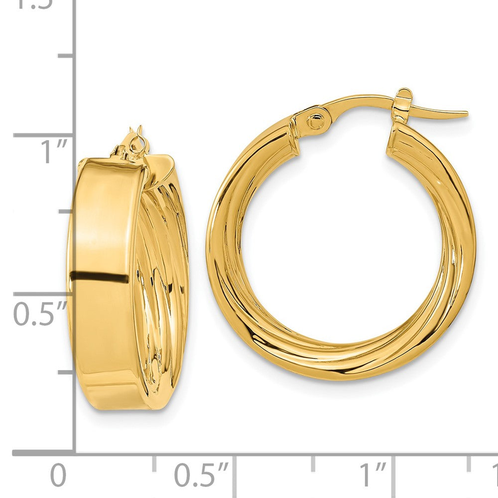 14K Gelbgold Poliert und Strukturiert Inside Creolen