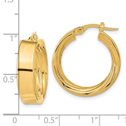 14K Gelbgold Poliert und Strukturiert Inside Creolen