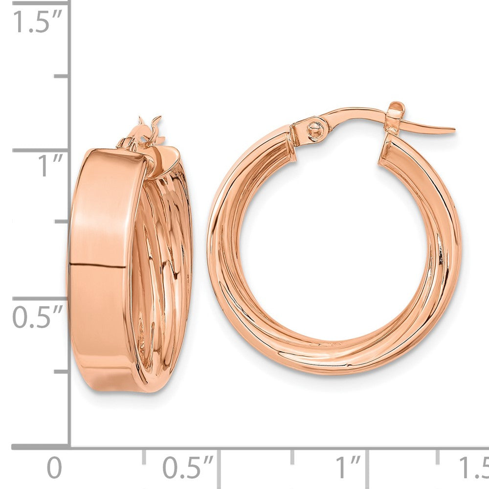 14K Roségold Poliert und Strukturiert Inside Creolen