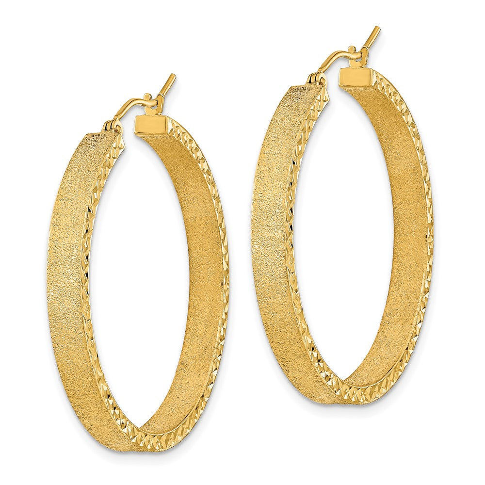 14K Gelbgold Satiniert und Diamantiert Creolen