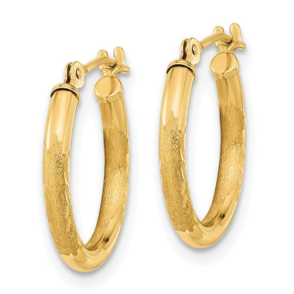 14K Gelbgold Poliert und Satiniert Diamantiert Creolen