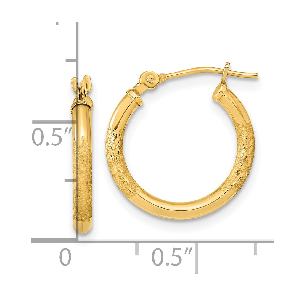 14K Gelbgold Poliert und Satiniert Diamantiert Creolen