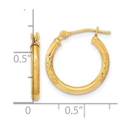 14K Gelbgold Poliert und Satiniert Diamantiert Creolen