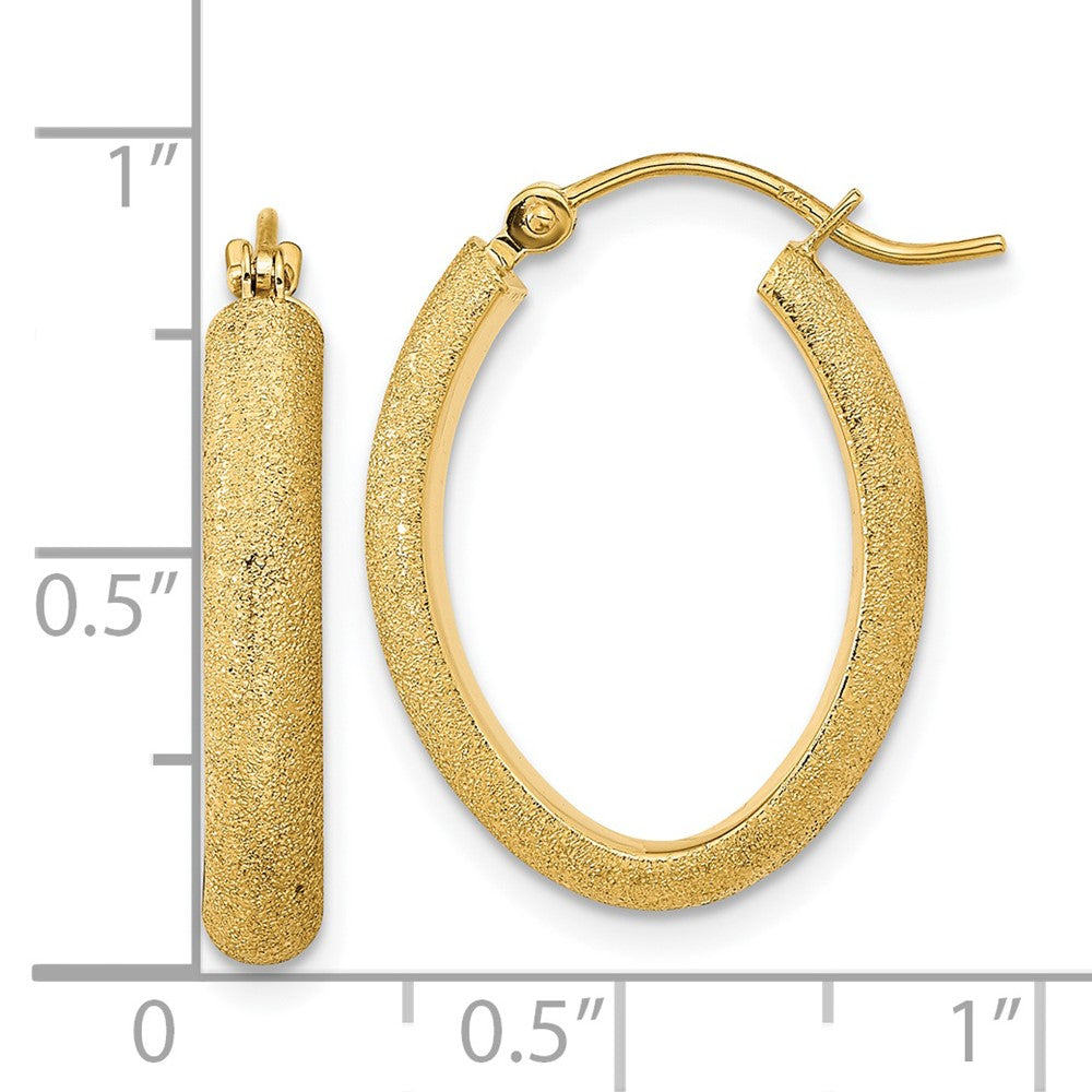 14K Gelbgold Poliert Strukturiert Satiniert Oval Creolen