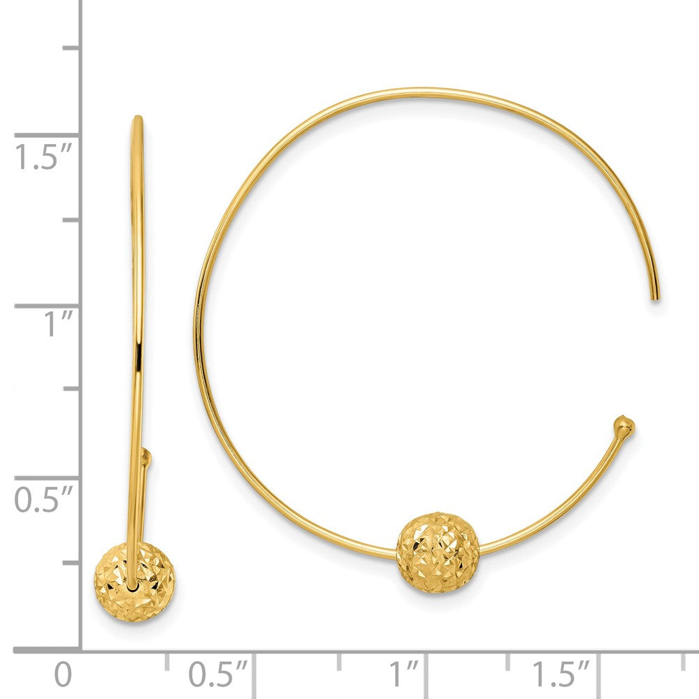 14K Gelbgold Draht Creolen Diamantiert Perle Ohrringe