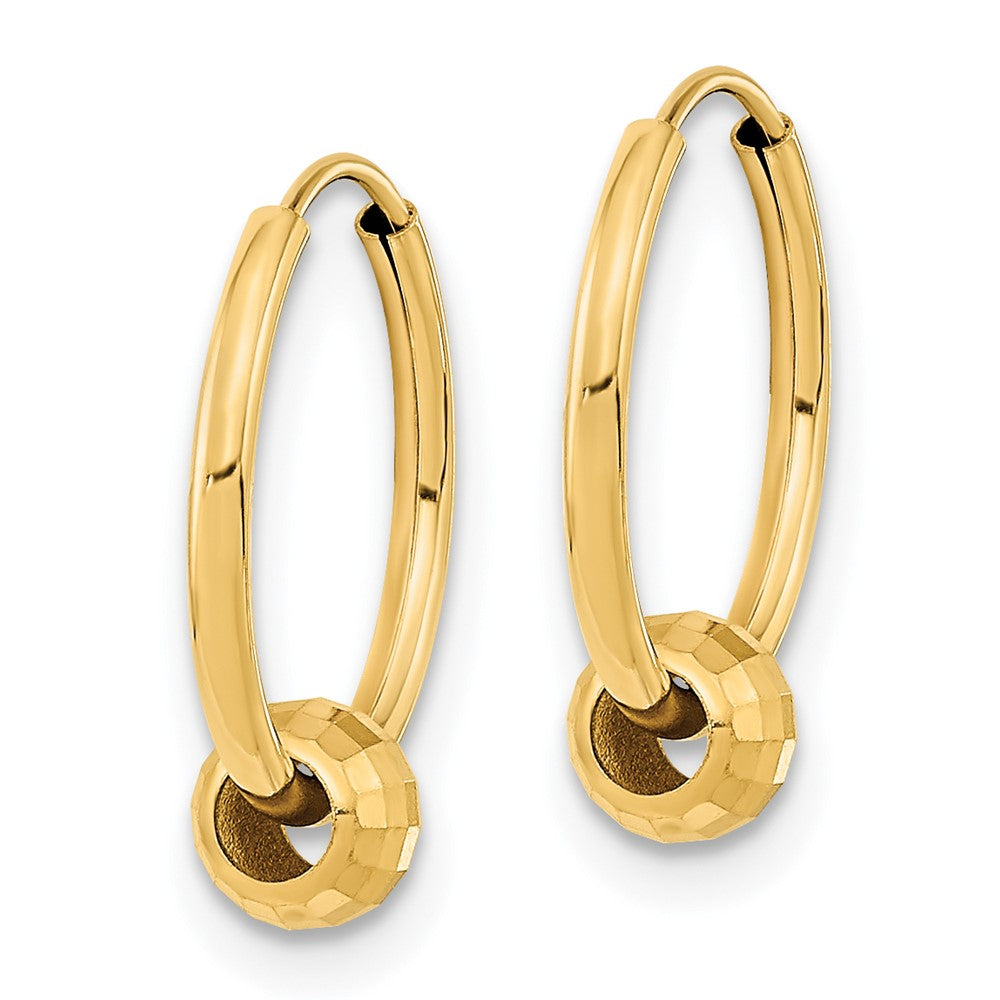 14K Gelbgold Poliert mit Diamantiert Kugel Creolen