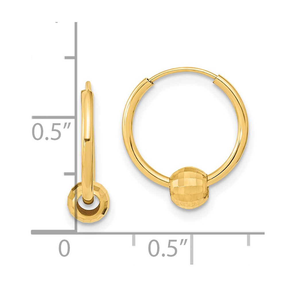 14K Gelbgold Poliert mit Diamantiert Kugel Creolen