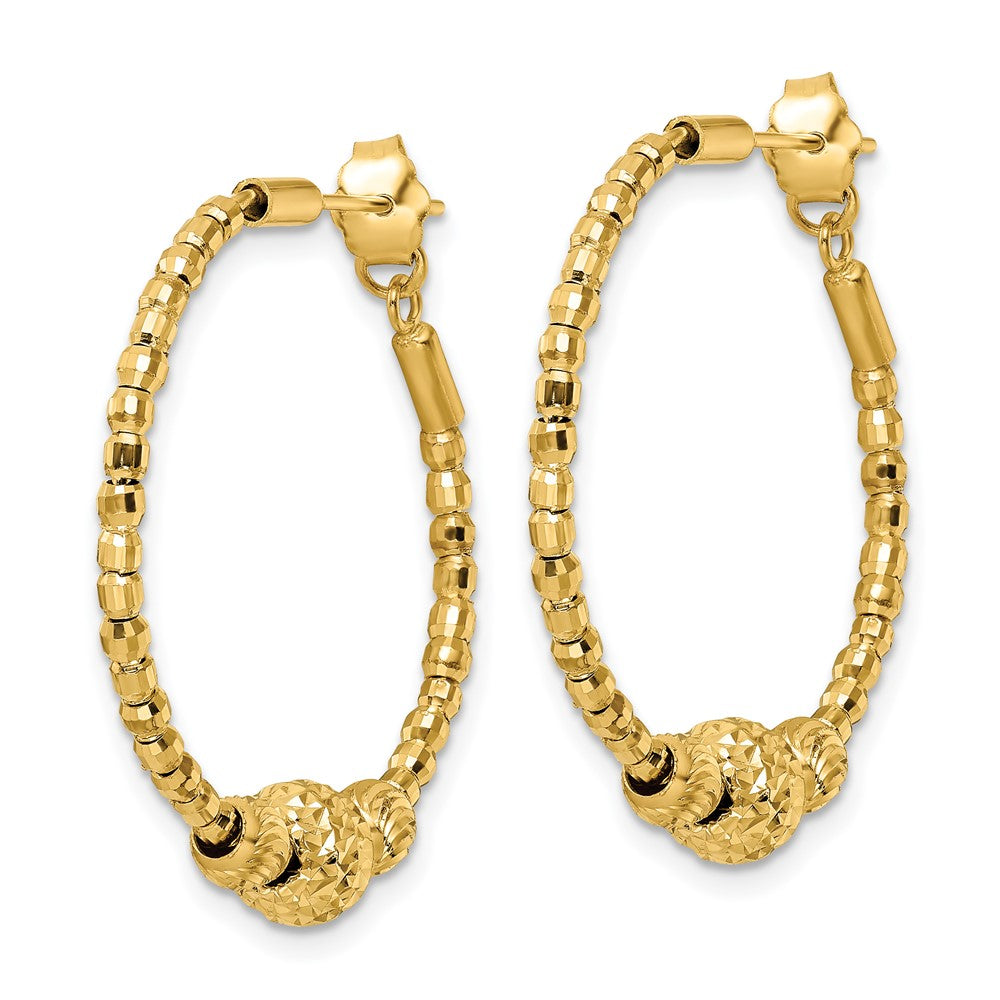 14K Gelbgold Diamantiert Creole Gekugelt Ohrringe