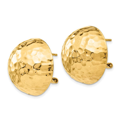 14K Gelbgold Gehämmert Omega Rückseite Ohrstecker