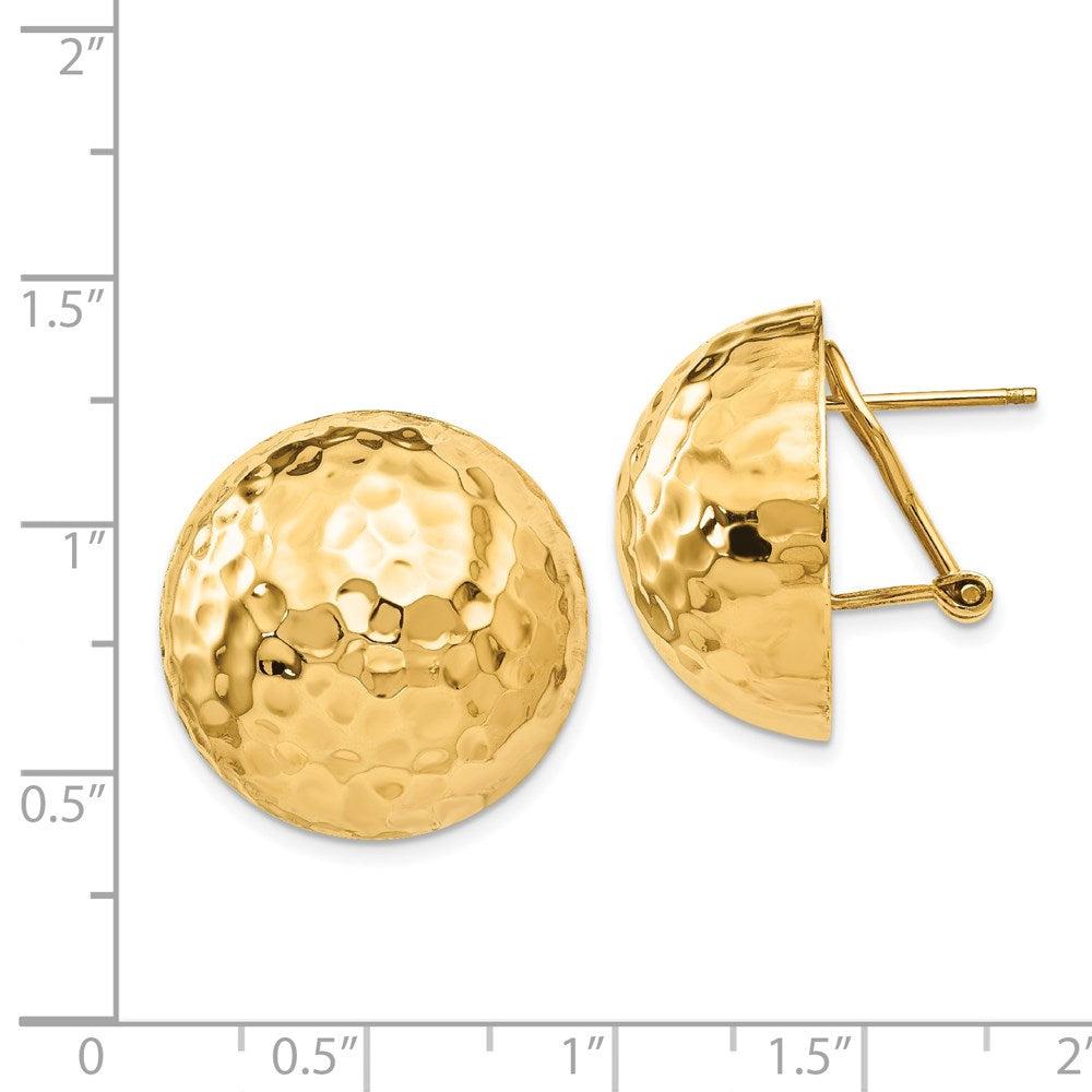 14K Gelbgold Gehämmert Omega Rückseite Ohrstecker