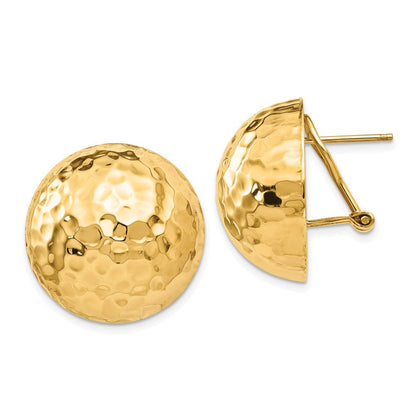 14K Gelbgold Gehämmert Omega Rückseite Ohrstecker