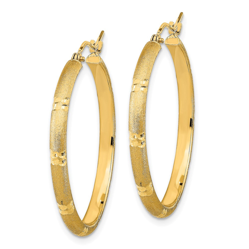 14K Gelbgold Poliert und Satiniert Creolen