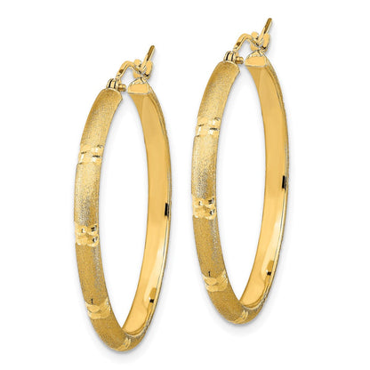 14K Gelbgold Poliert und Satiniert Creolen