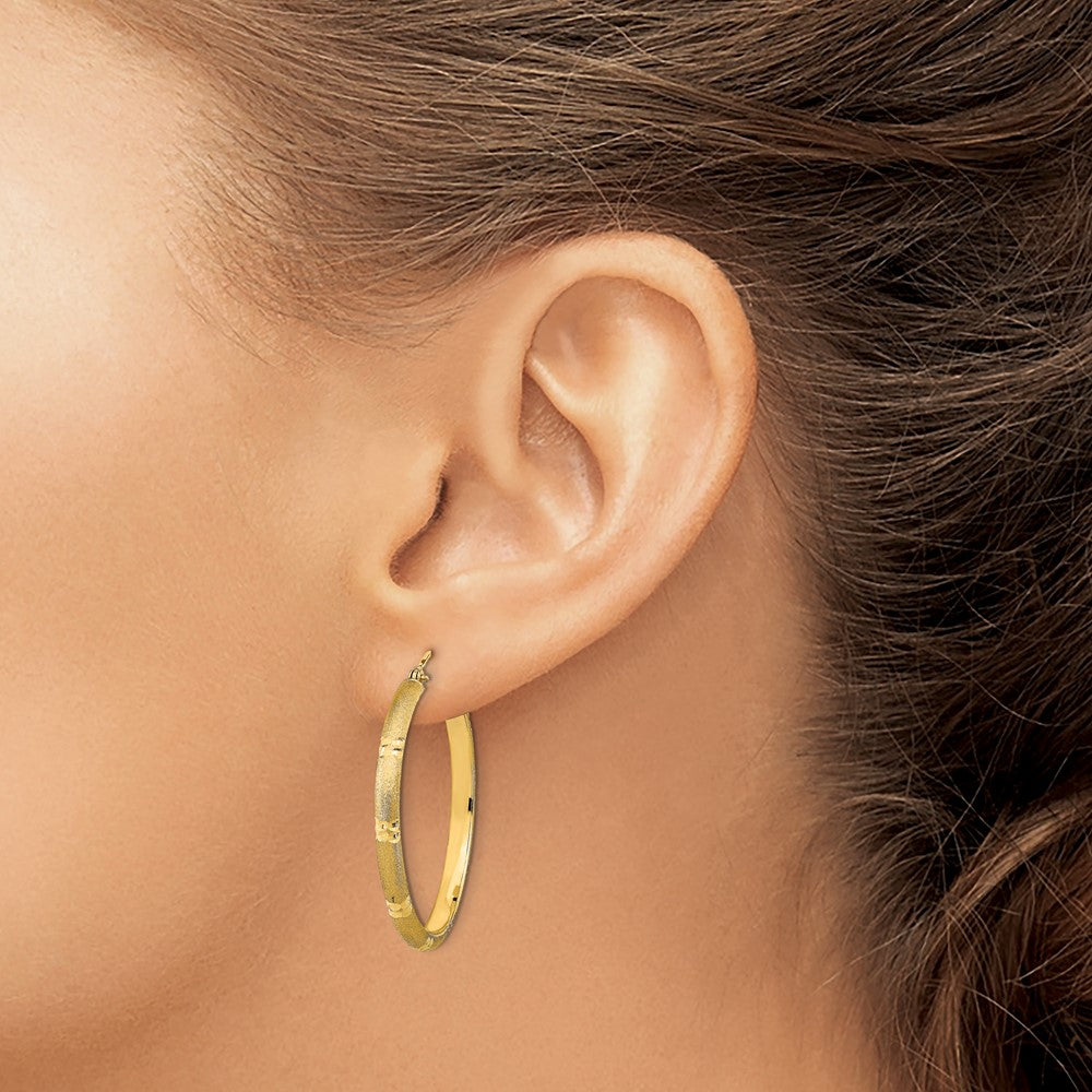 14K Gelbgold Poliert und Satiniert Creolen