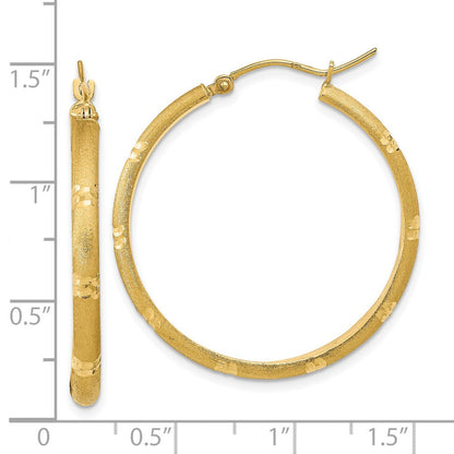 14K Gelbgold Poliert und Satiniert Creolen
