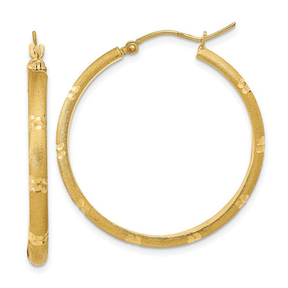 14K Gelbgold Poliert und Satiniert Creolen