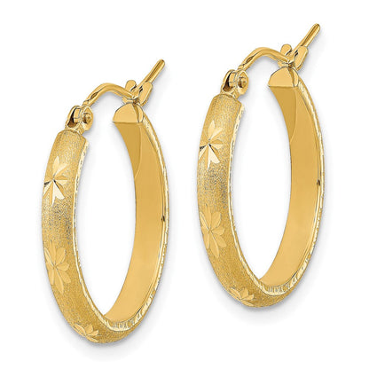 14K Gelbgold Poliert und Satiniert Diamantiert Creolen