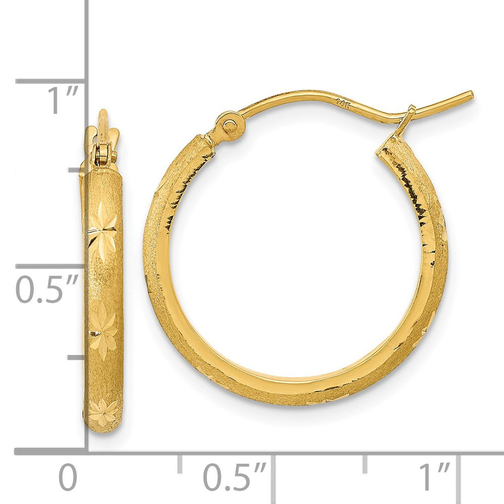 14K Gelbgold Poliert und Satiniert Diamantiert Creolen