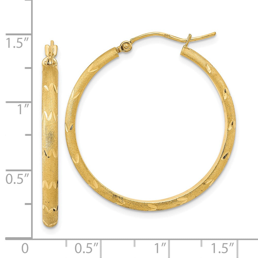 14K Gelbgold Poliert und Satiniert Diamantiert Creolen