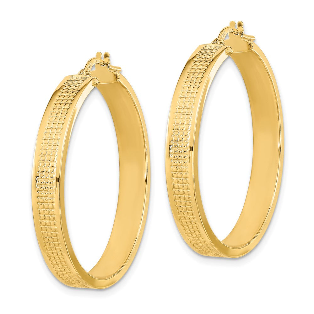 14K Gelbgold Poliert Strukturiert Creolen