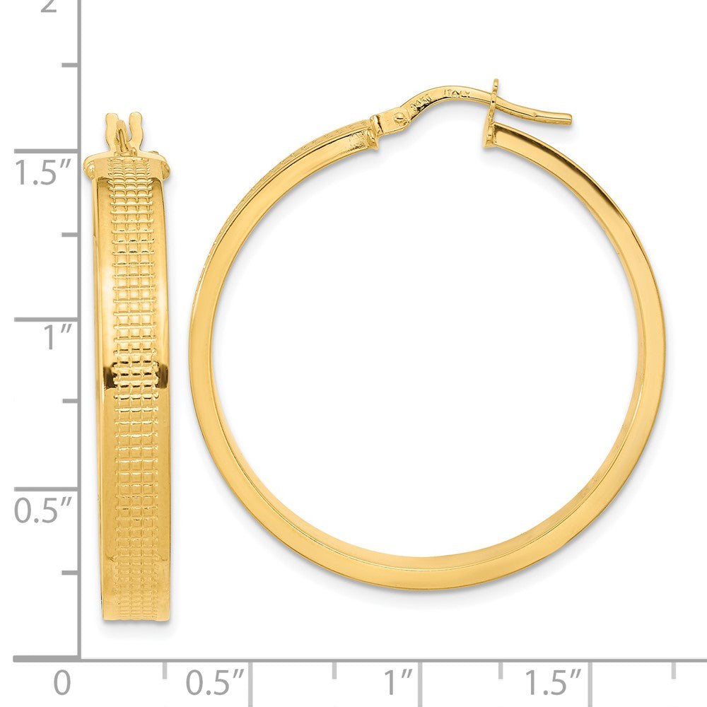 14K Gelbgold Poliert Strukturiert Creolen