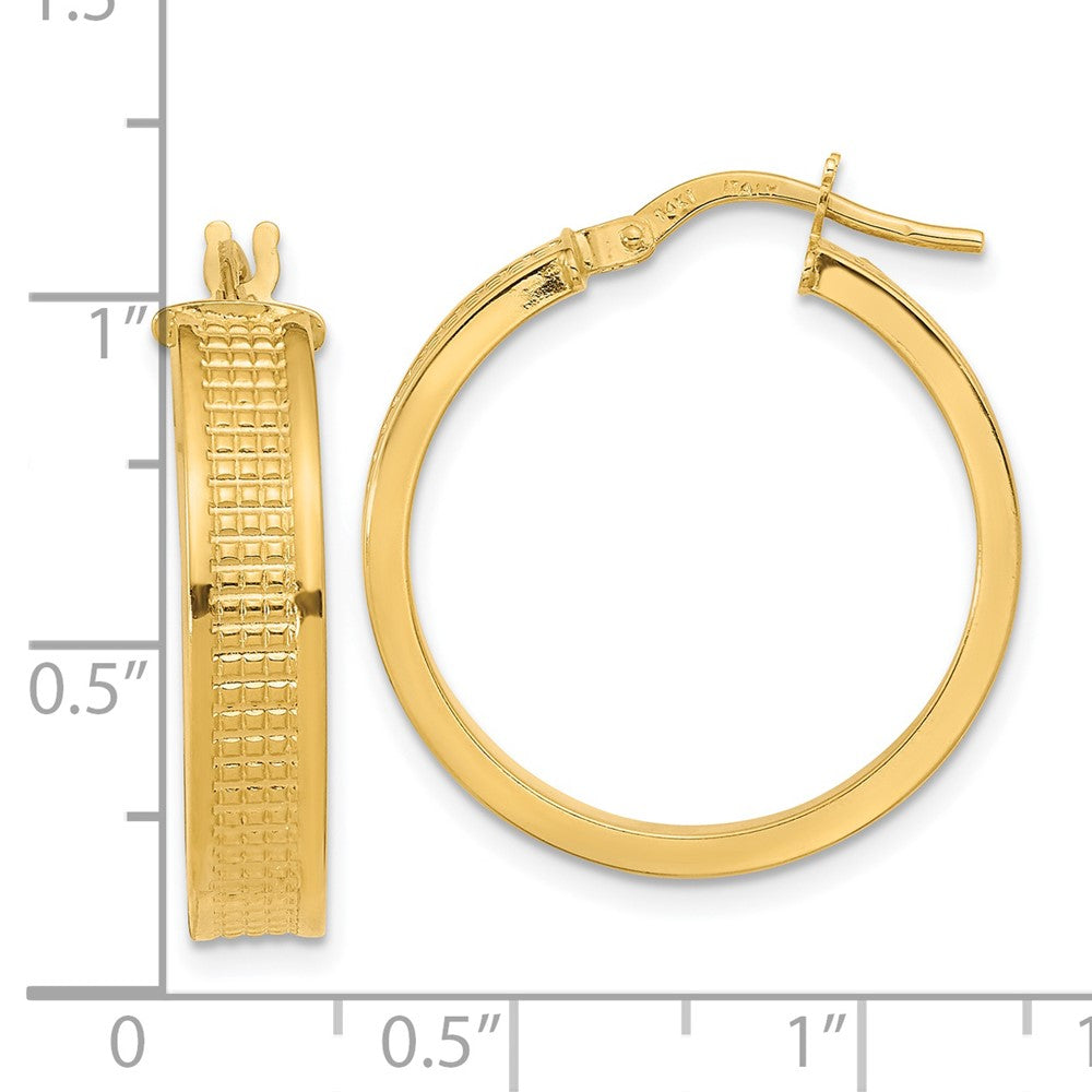 14K Gelbgold Poliert Strukturiert Creolen