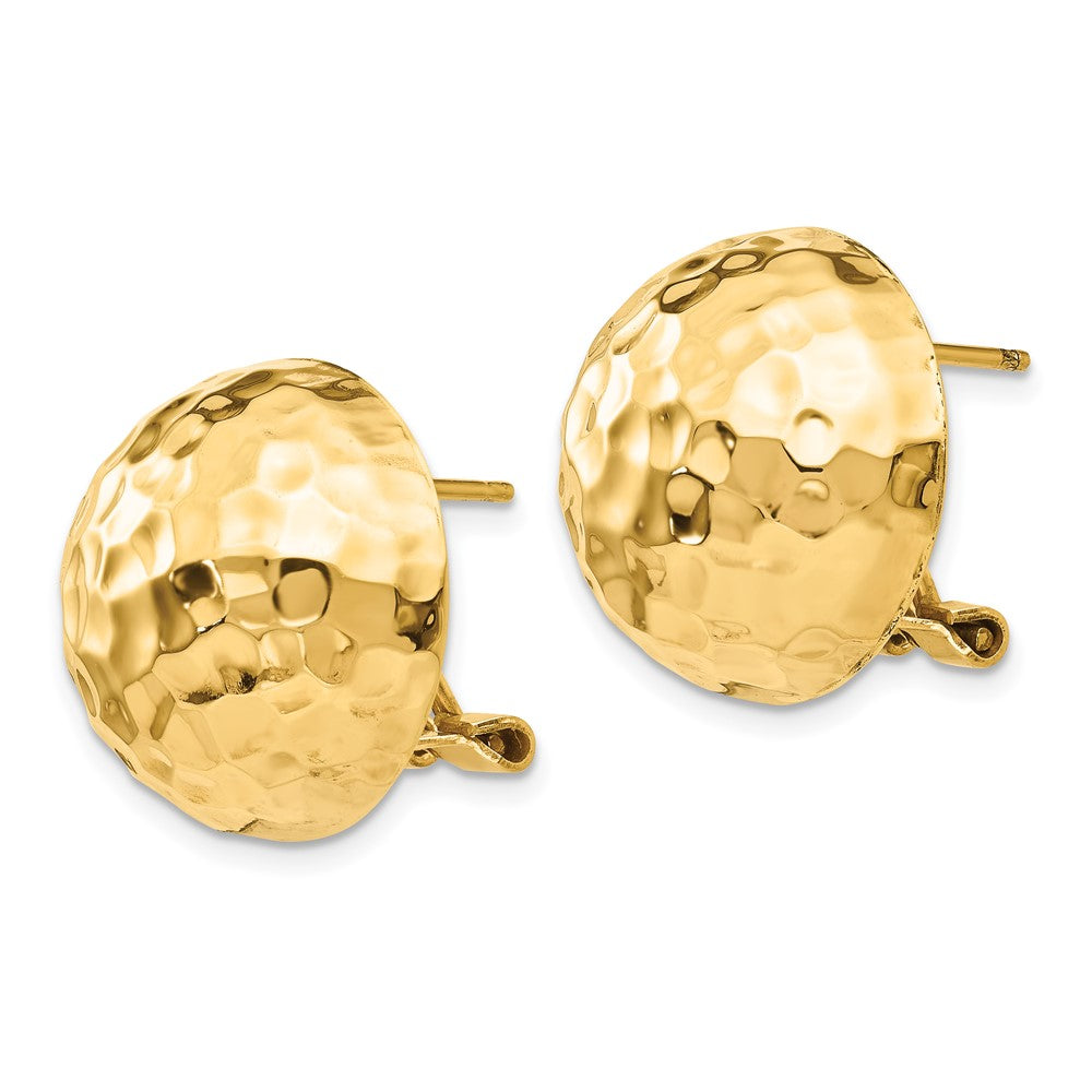 14K Gelbgold Gehämmert Omega Rückseite Ohrstecker
