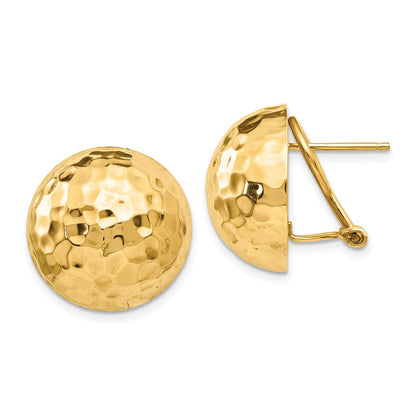 14K Gelbgold Gehämmert Omega Rückseite Ohrstecker