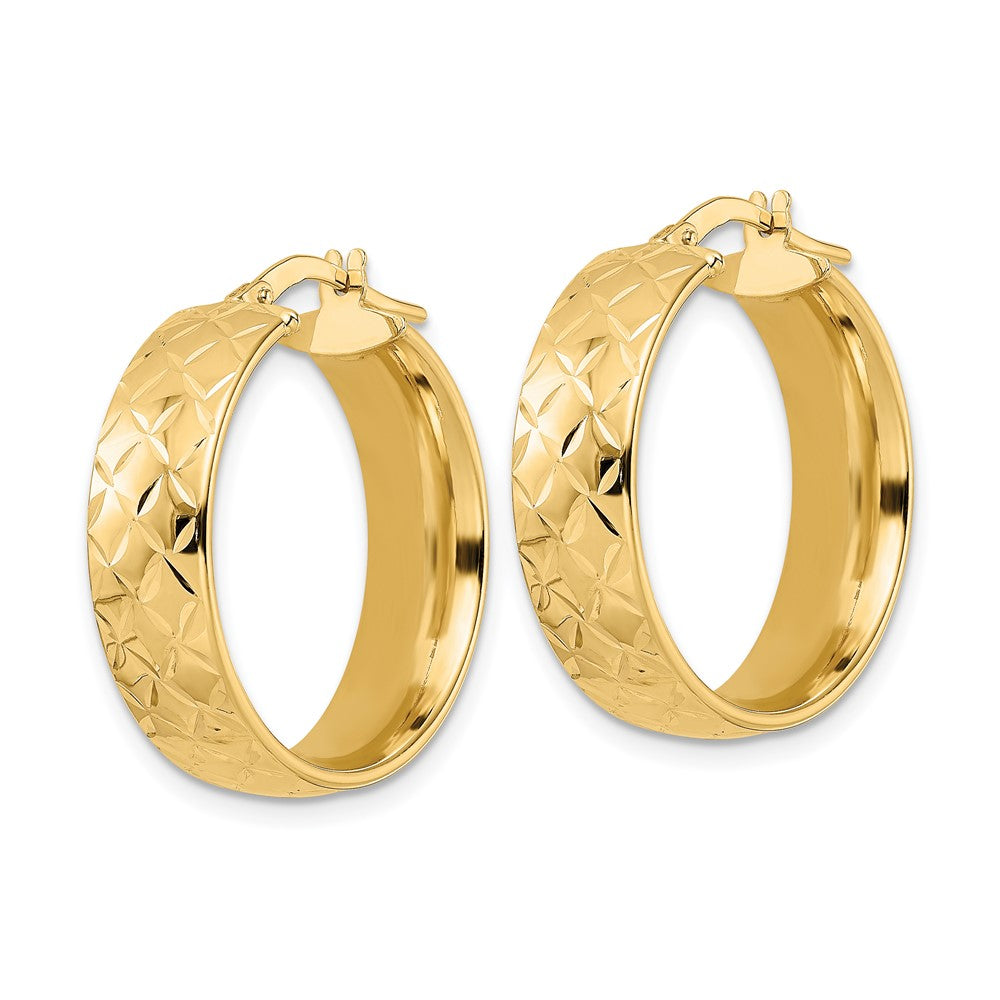 14K Gelbgold Poliert Strukturiert Creolen