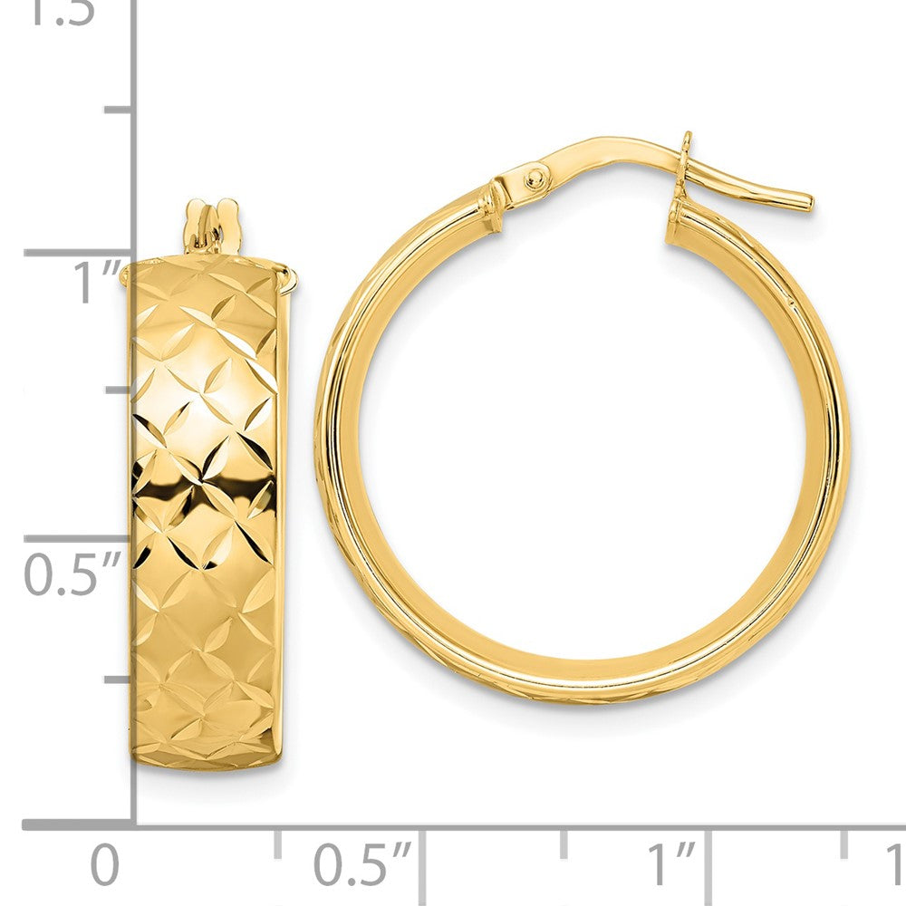14K Gelbgold Poliert Strukturiert Creolen