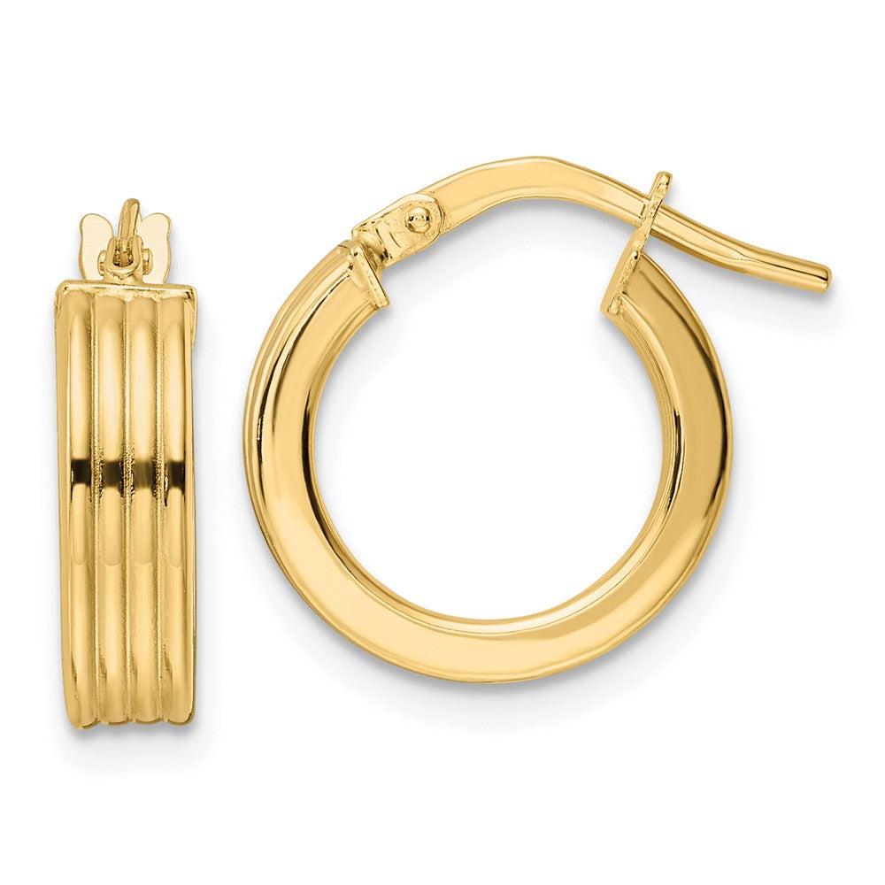 14K Gelbgold Poliert Strukturiert Creolen