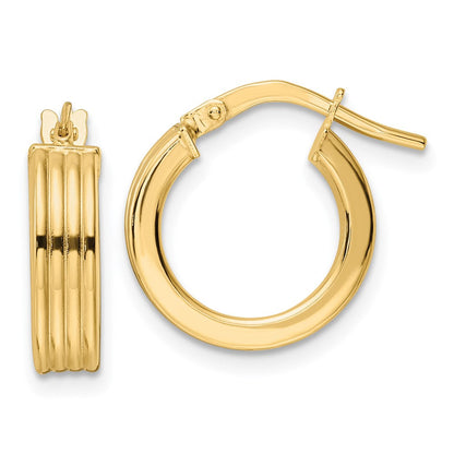 14K Gelbgold Poliert Strukturiert Creolen