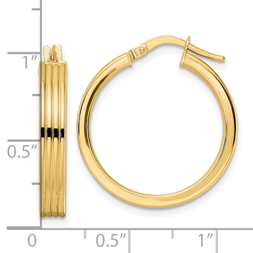 14K Gelbgold Poliert Strukturiert Creole Ohrring