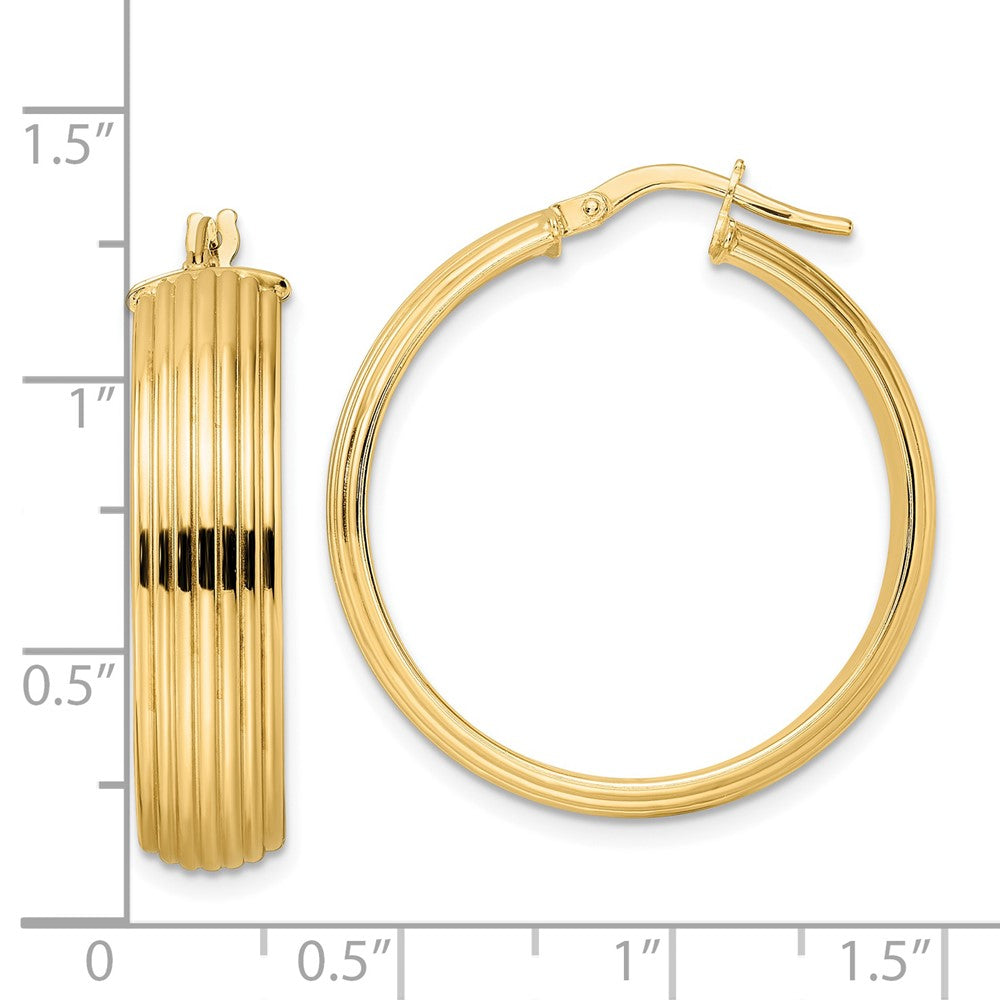 14K Gelbgold Poliert Strukturiert Creolen