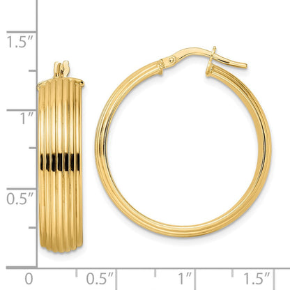 14K Gelbgold Poliert Strukturiert Creolen